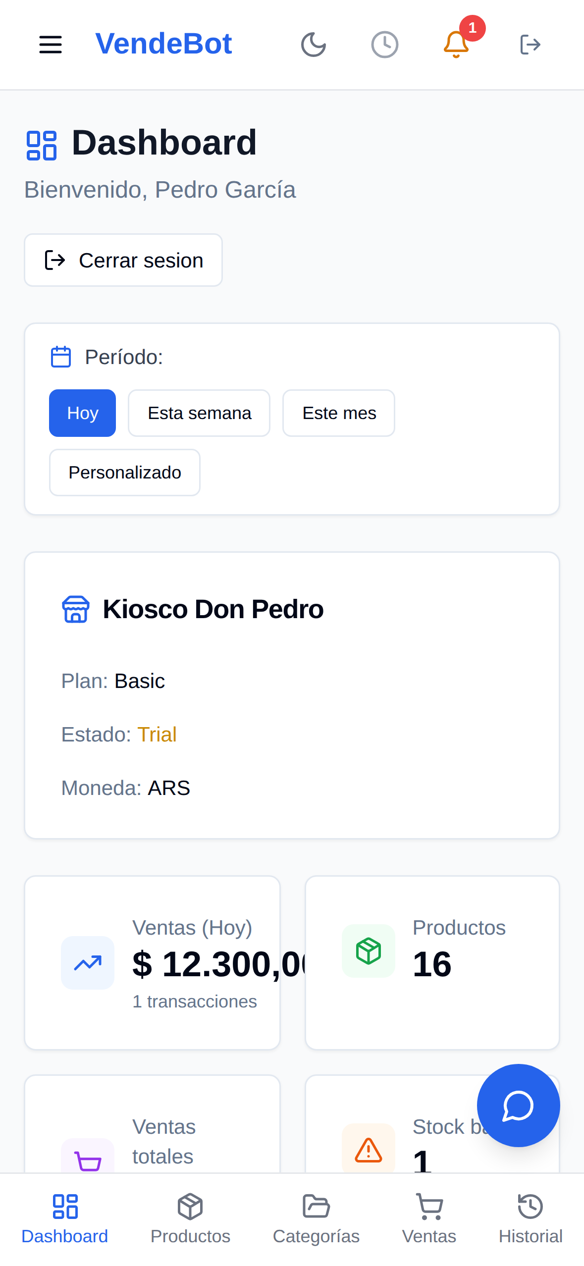 Tablero en el celular